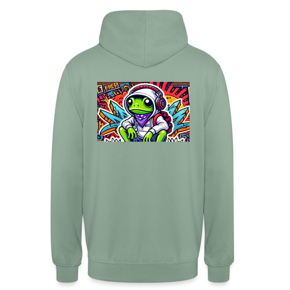 Unisex Hoodie Cool Frog - Graugrün