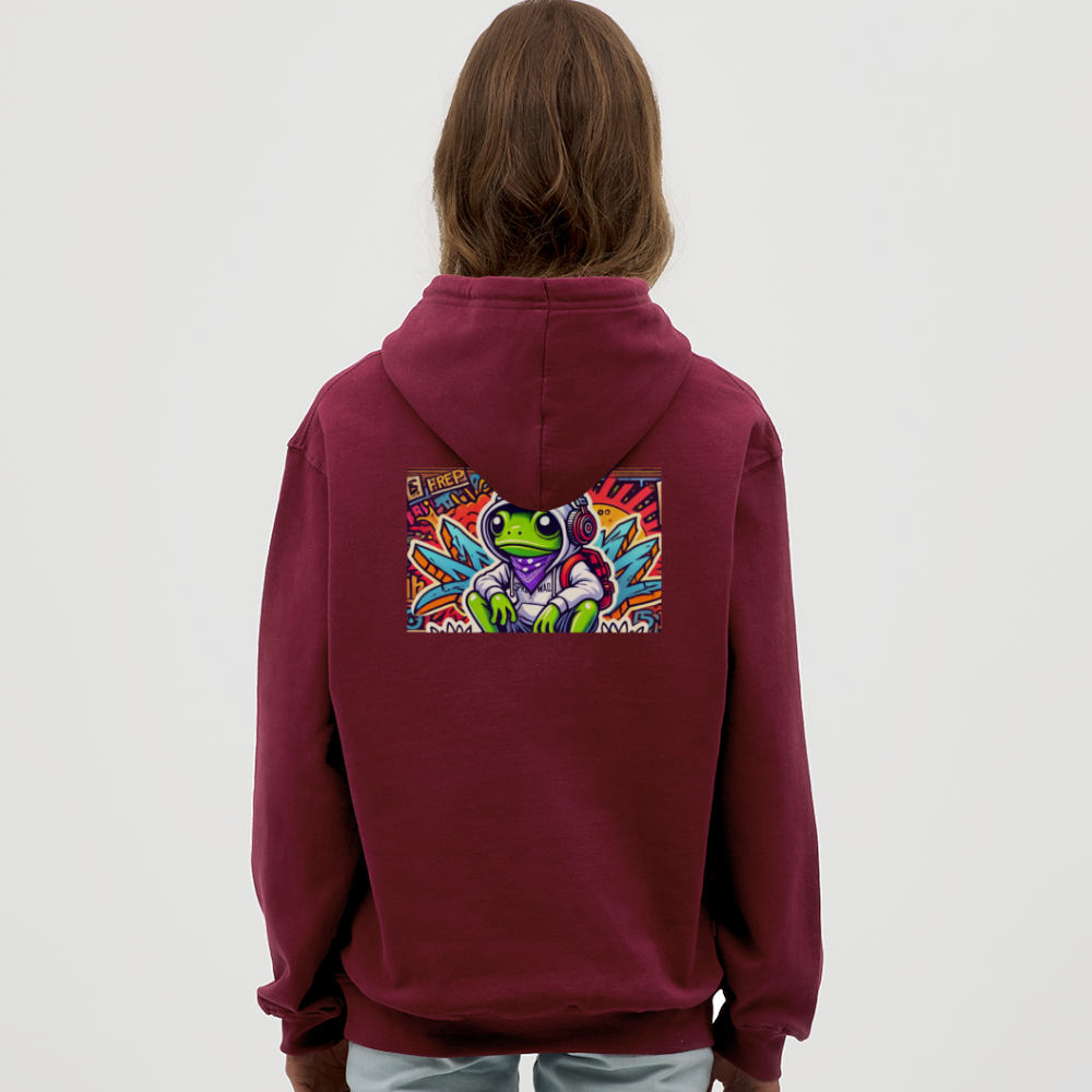 Unisex Hoodie Cool Frog - Bordeaux