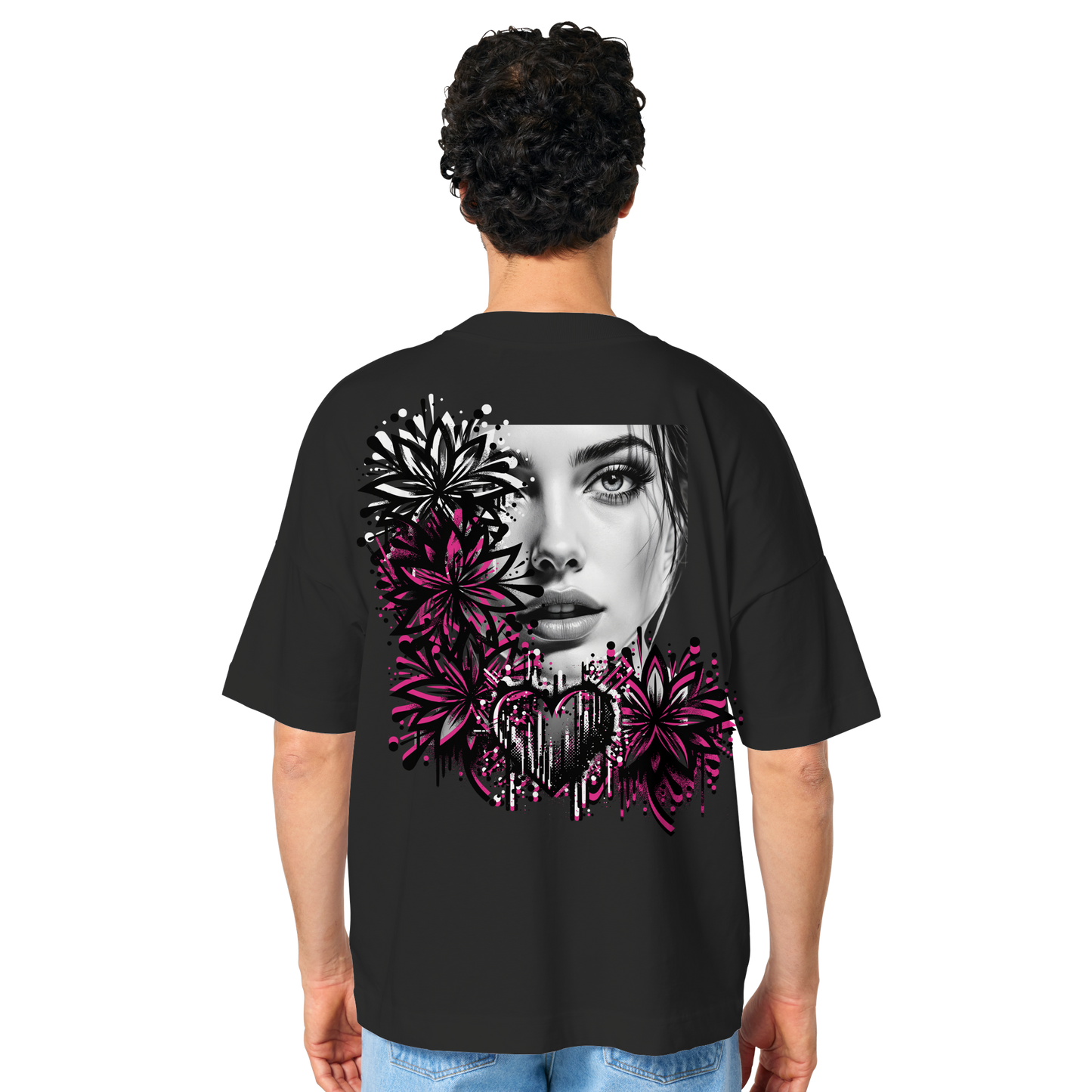 Urban Blossom – Street-Art Porträt - Organic Oversize Shirt
