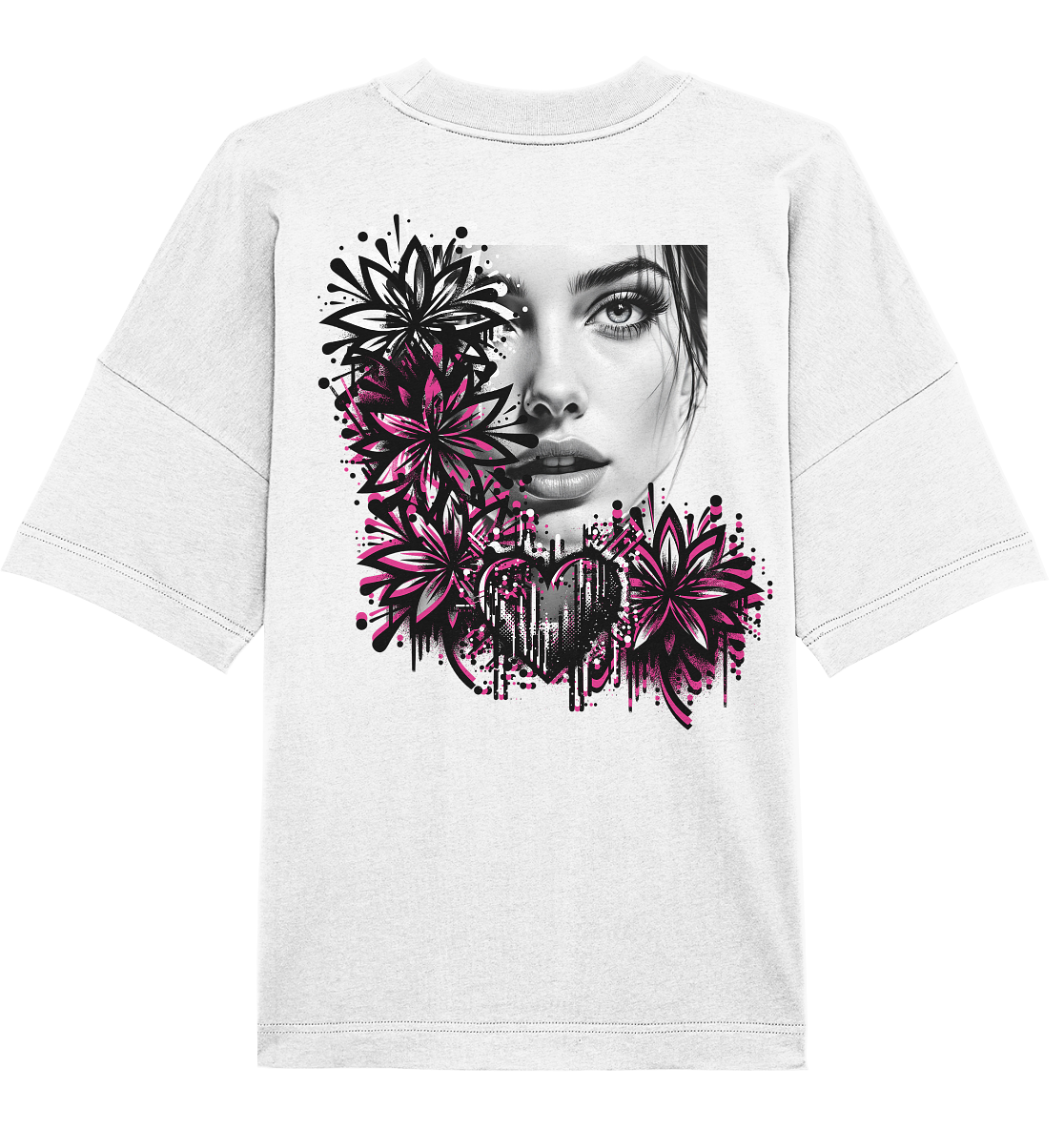 Urban Blossom – Street-Art Porträt - Organic Oversize Shirt