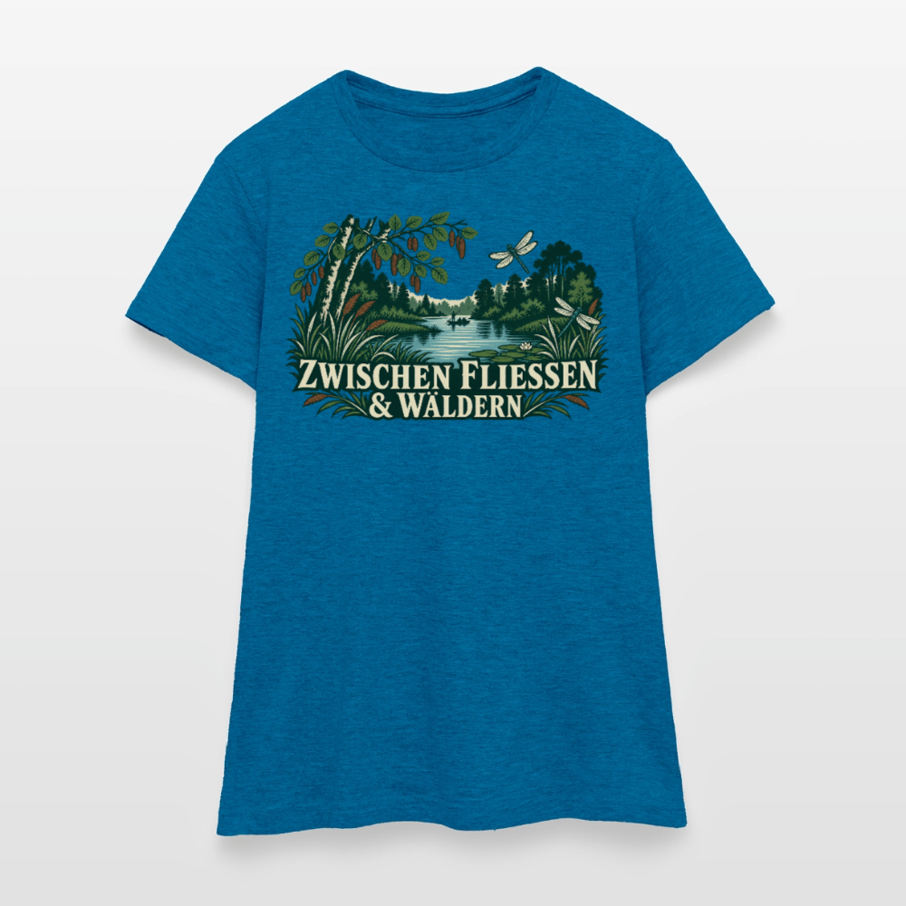 Frauen T-Shirt - Antikblaues Saphir meliert