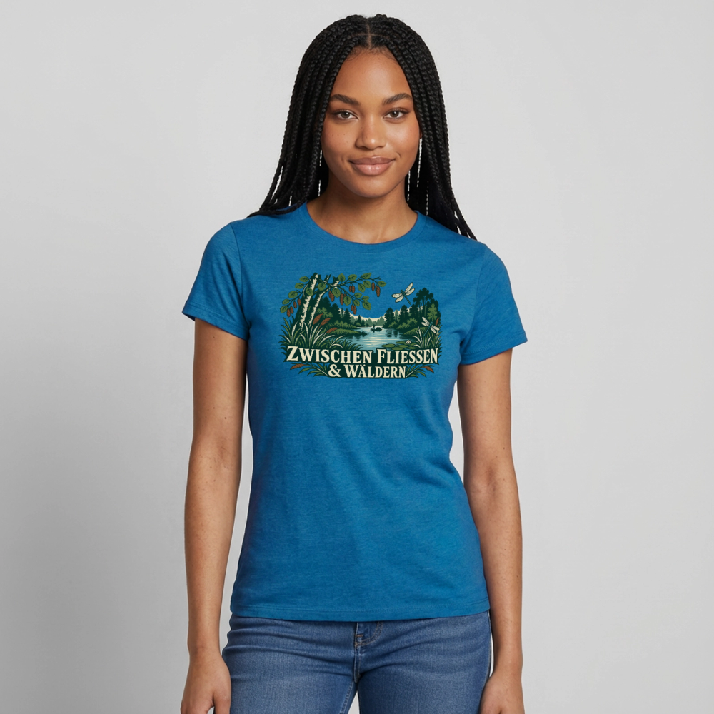 Frauen T-Shirt - Antikblaues Saphir meliert