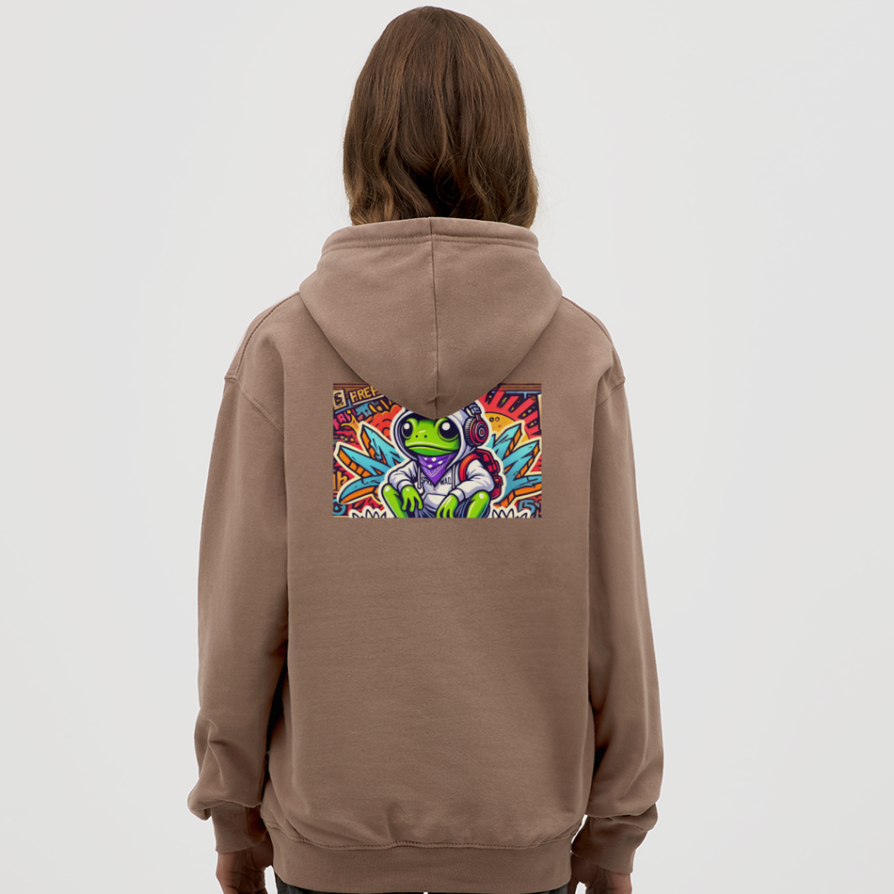 Unisex Hoodie Cool Frog - Mokka