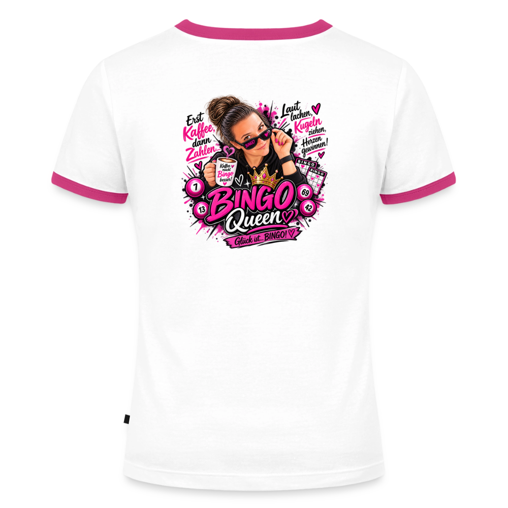 Frauen Kontrast-T-Shirt - Weiß/Fuchsia