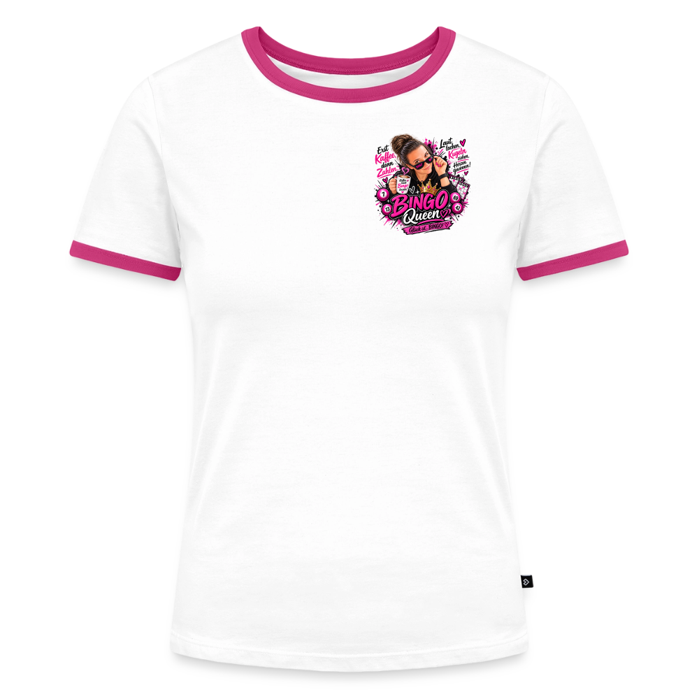 Frauen Kontrast-T-Shirt - Weiß/Fuchsia