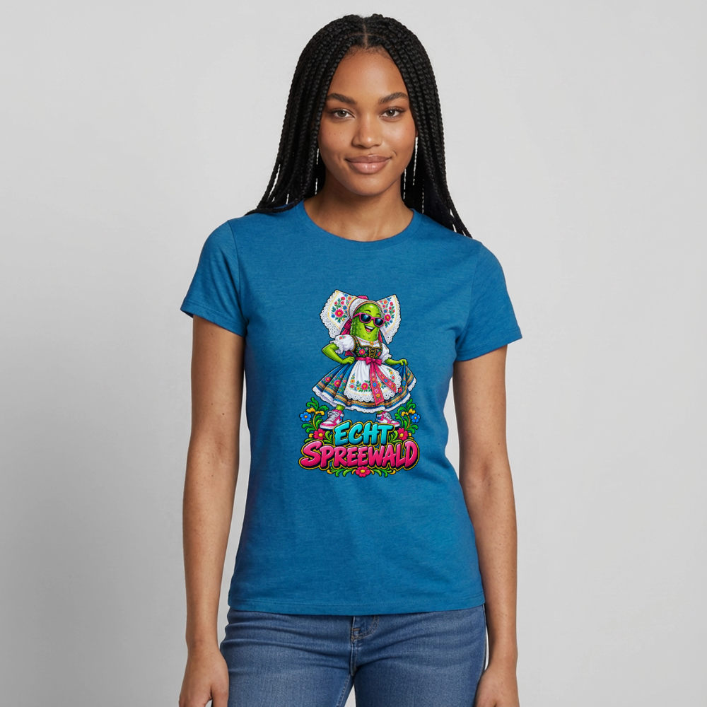 Frauen T-Shirt - Antikblaues Saphir meliert