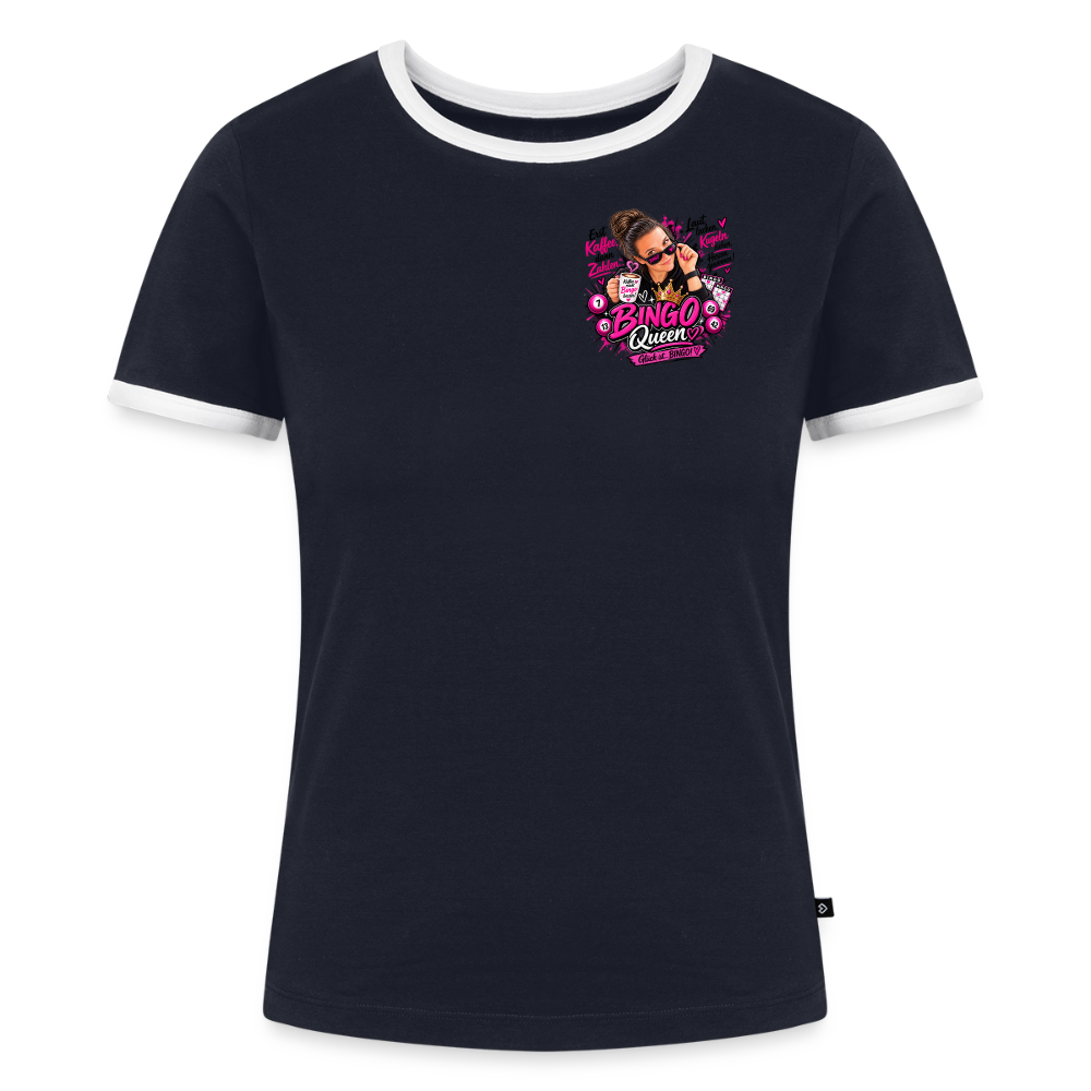 Frauen Kontrast-T-Shirt - Navy/Weiß 