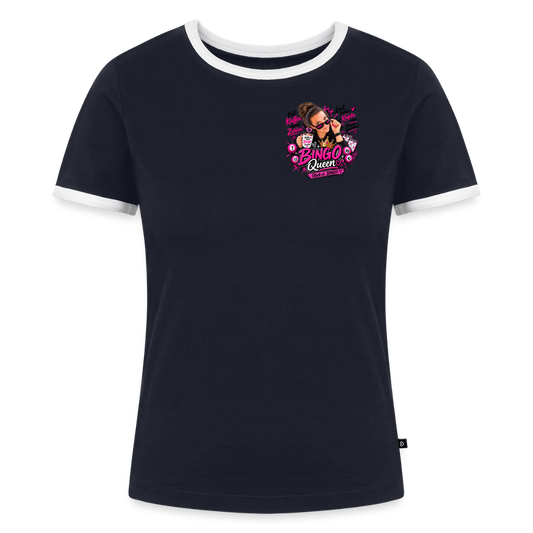 Frauen Kontrast-T-Shirt - Navy/Weiß 