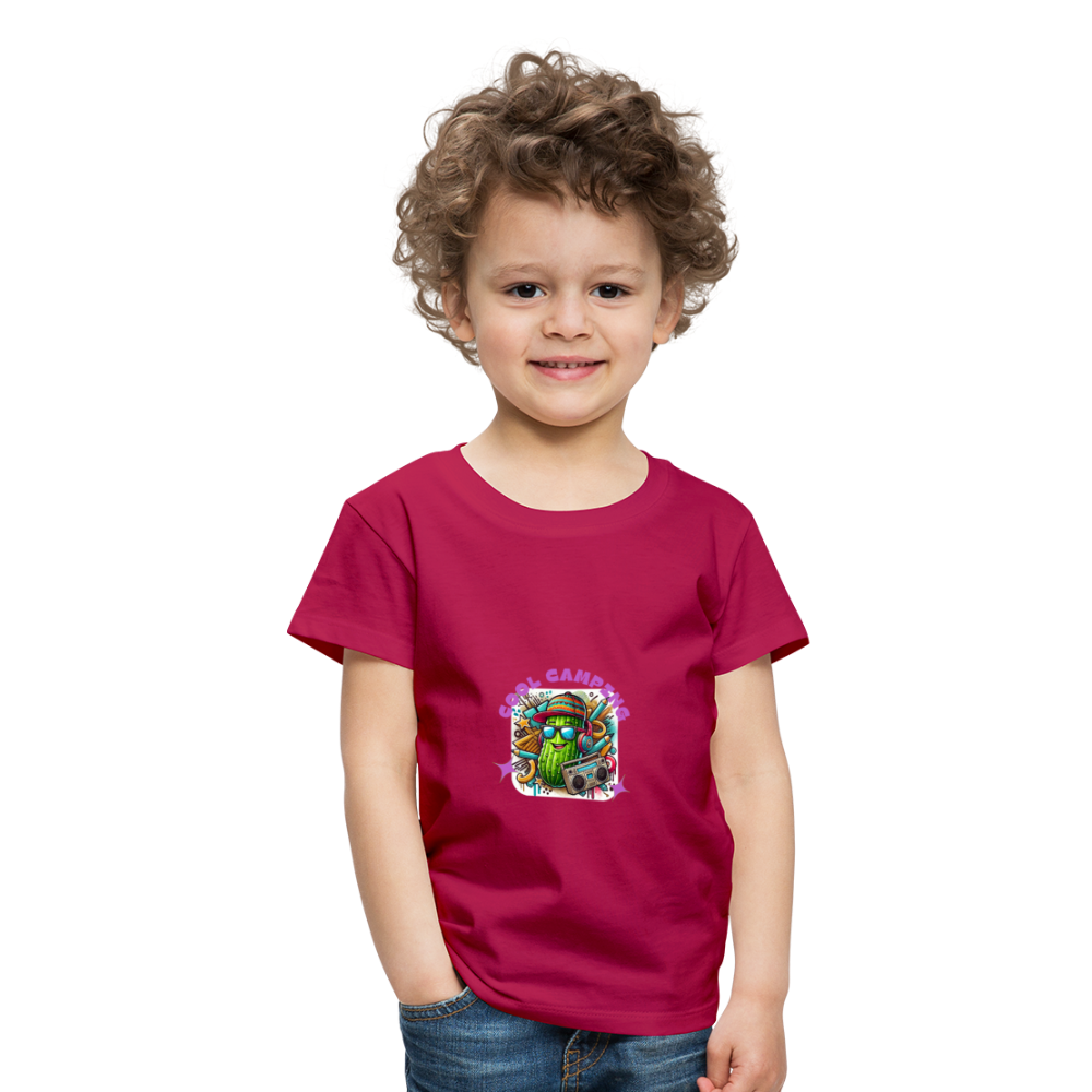 Kinder Premium T-Shirt Cool Camping - dunkles Pink