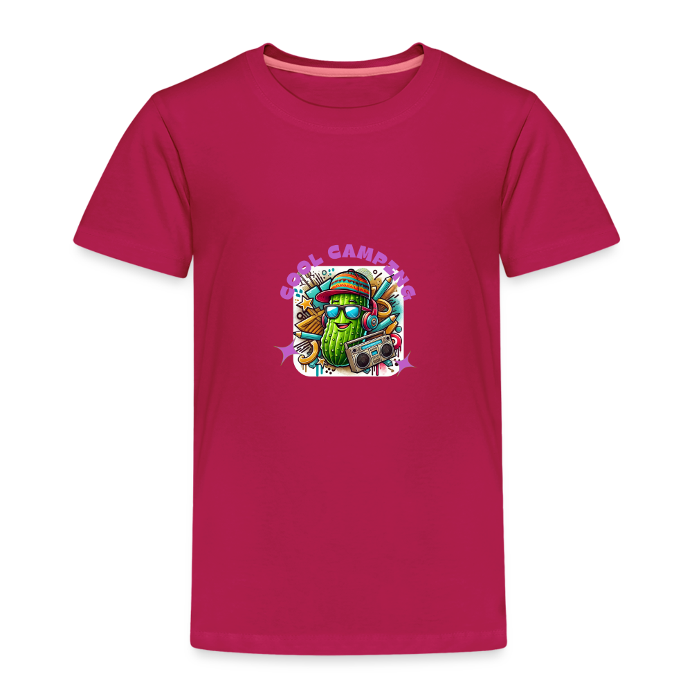 Kinder Premium T-Shirt Cool Camping - dunkles Pink
