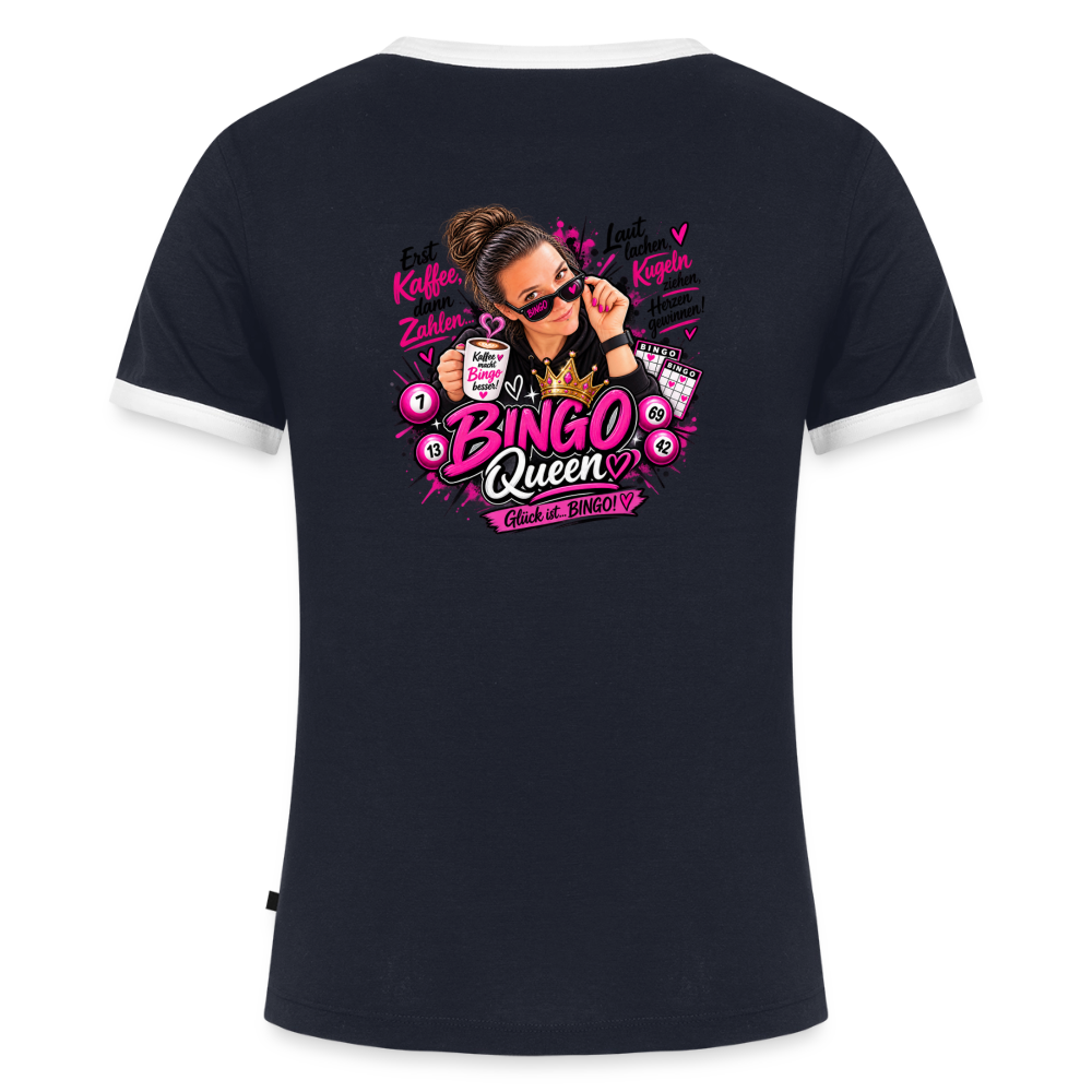 Frauen Kontrast-T-Shirt - Navy/Weiß 
