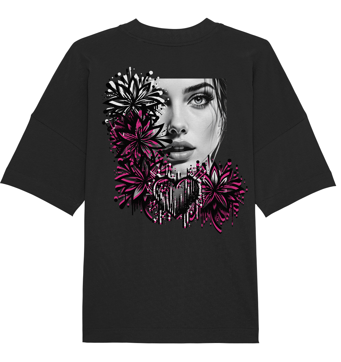 Urban Blossom – Street-Art Porträt - Organic Oversize Shirt