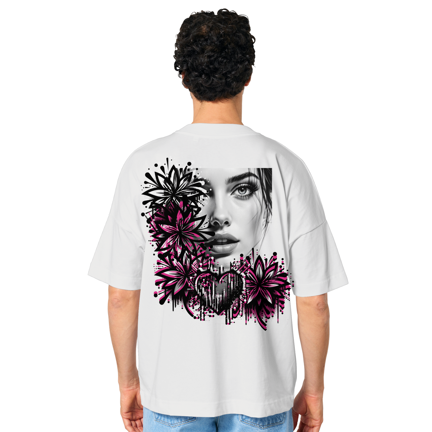 Urban Blossom – Street-Art Porträt - Organic Oversize Shirt