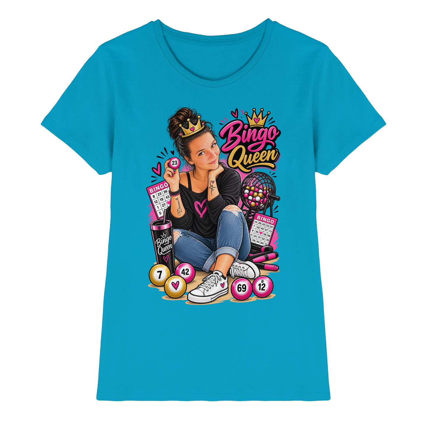 Fan Shirt Bingo Queen - Ladies Premium Shirt