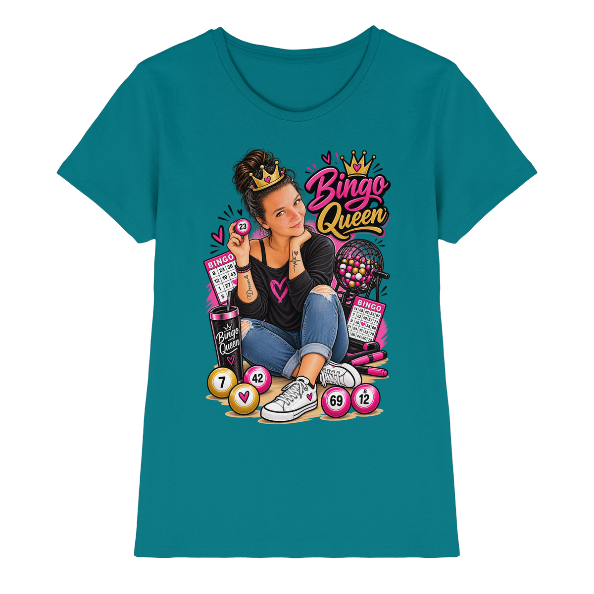 Fan Shirt Bingo Queen - Ladies Premium Shirt