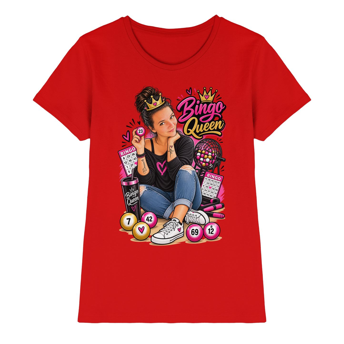 Fan Shirt Bingo Queen - Ladies Premium Shirt
