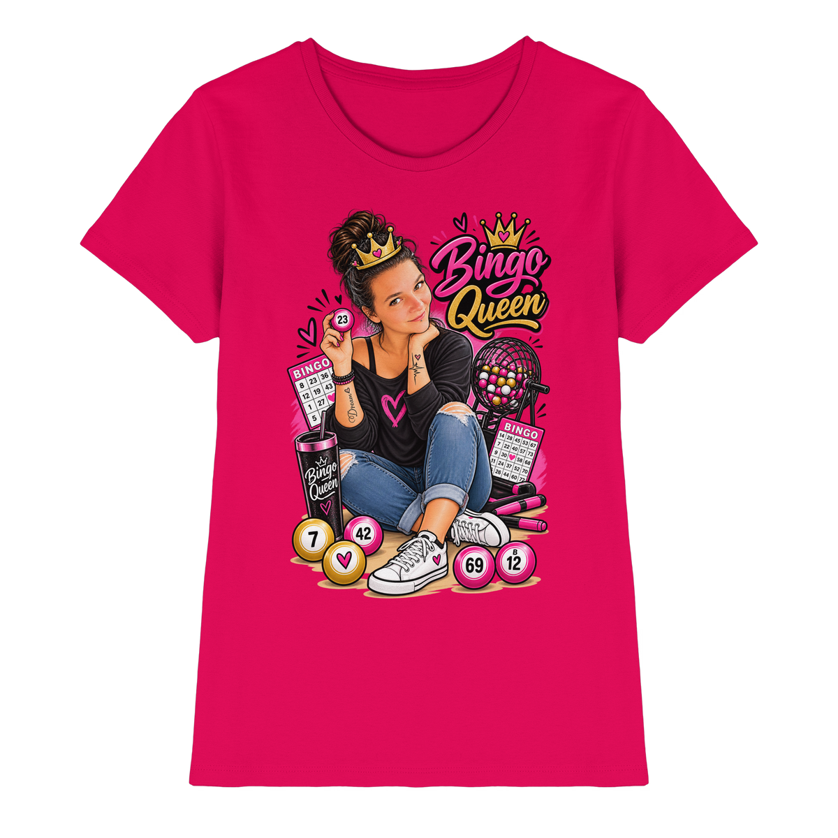 Fan Shirt Bingo Queen - Ladies Premium Shirt