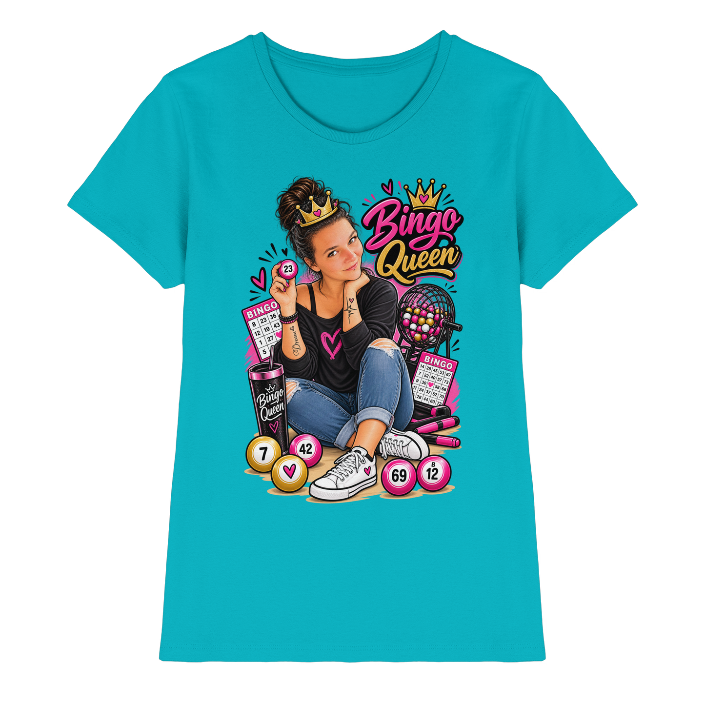 Fan Shirt Bingo Queen - Ladies Premium Shirt