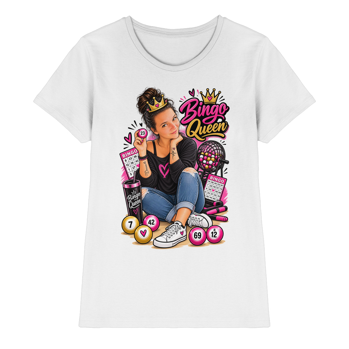 Fan Shirt Bingo Queen - Ladies Premium Shirt