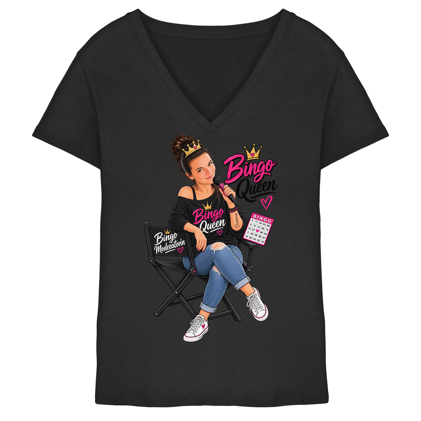 Fan Shirt Bingo Queen - Ladies V-Neck Shirt