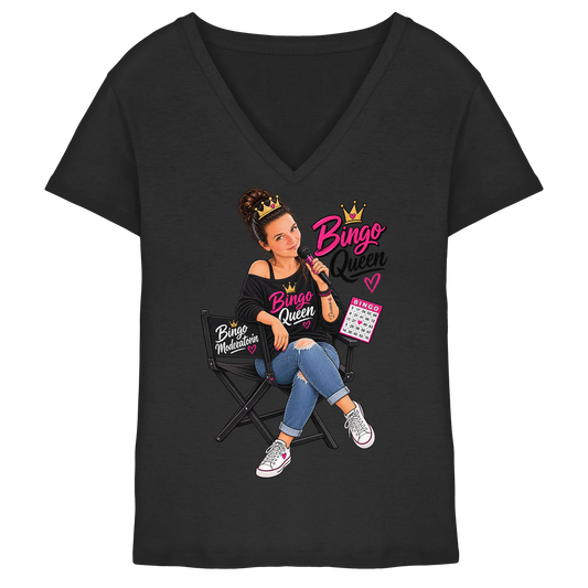 Fan Shirt Bingo Queen - Ladies V-Neck Shirt