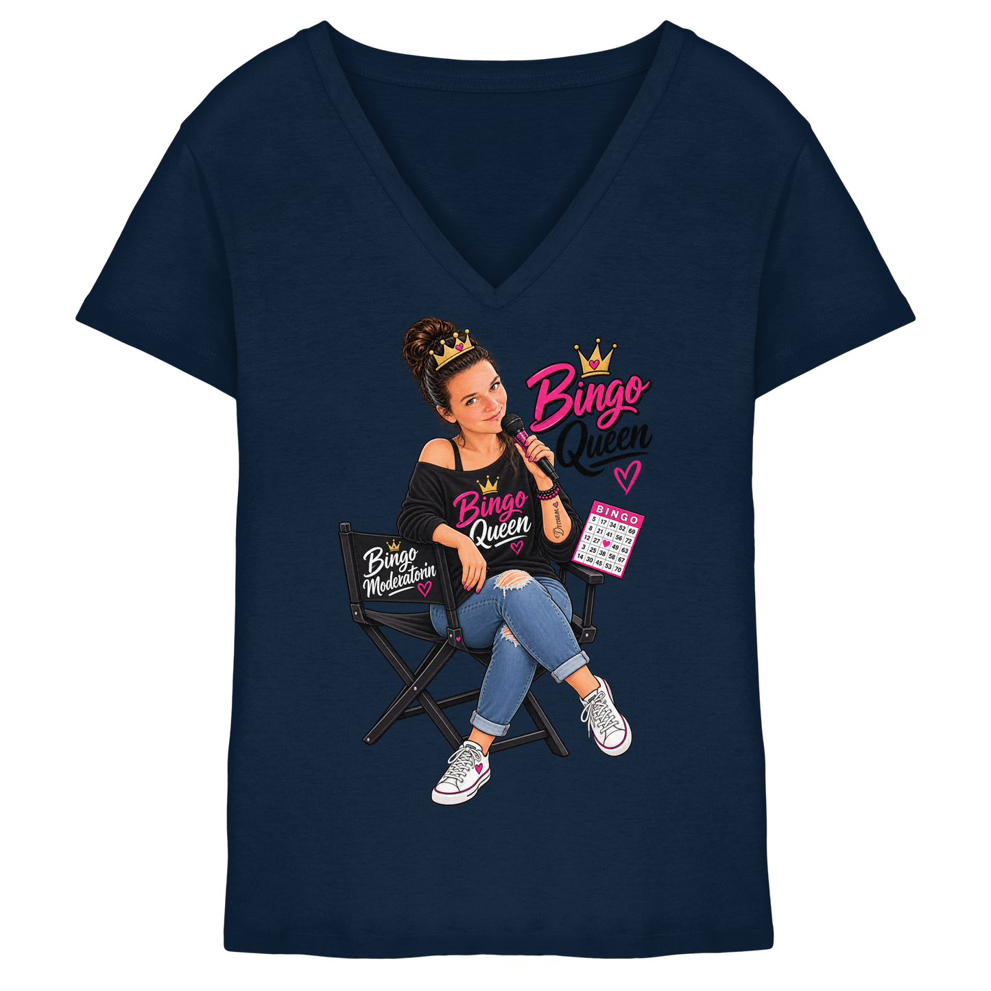 Fan Shirt Bingo Queen - Ladies V-Neck Shirt