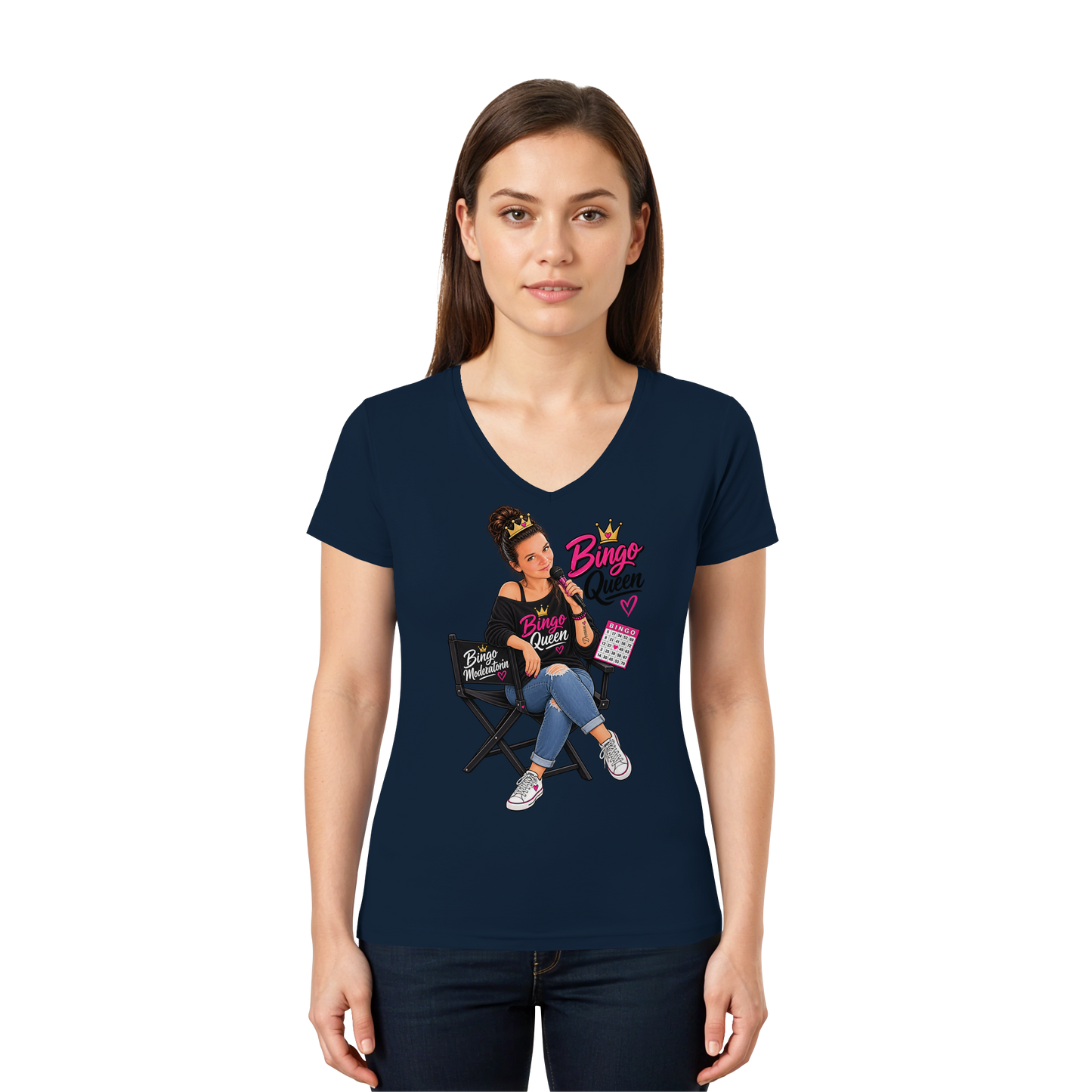 Fan Shirt Bingo Queen - Ladies V-Neck Shirt