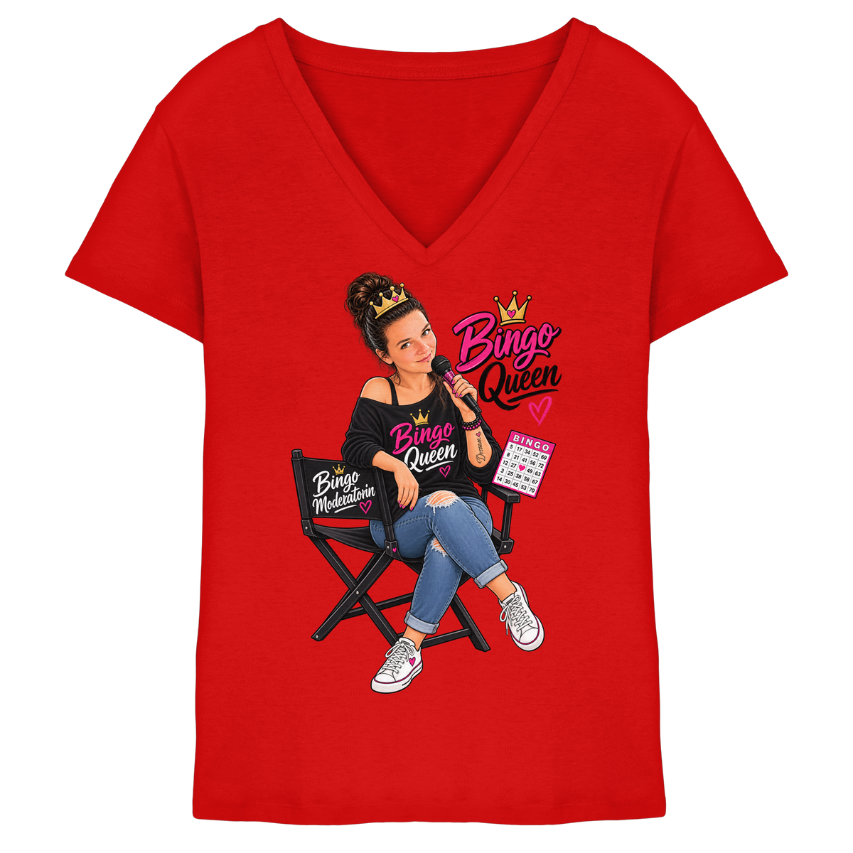 Fan Shirt Bingo Queen - Ladies V-Neck Shirt