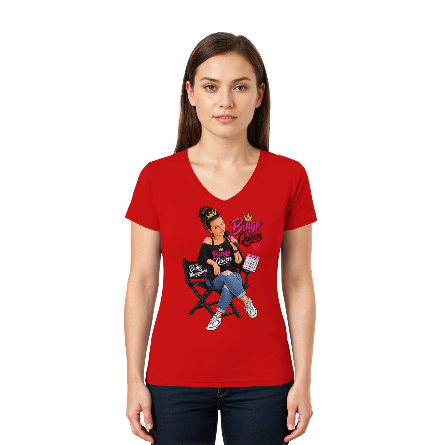 Fan Shirt Bingo Queen - Ladies V-Neck Shirt