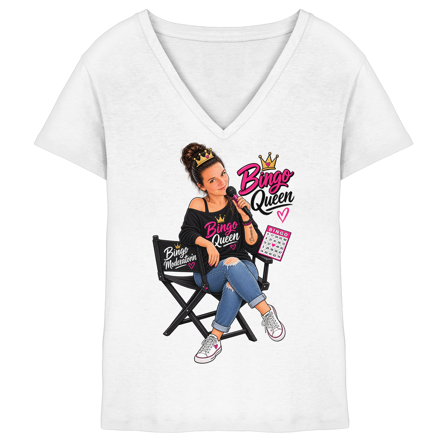 Fan Shirt Bingo Queen - Ladies V-Neck Shirt