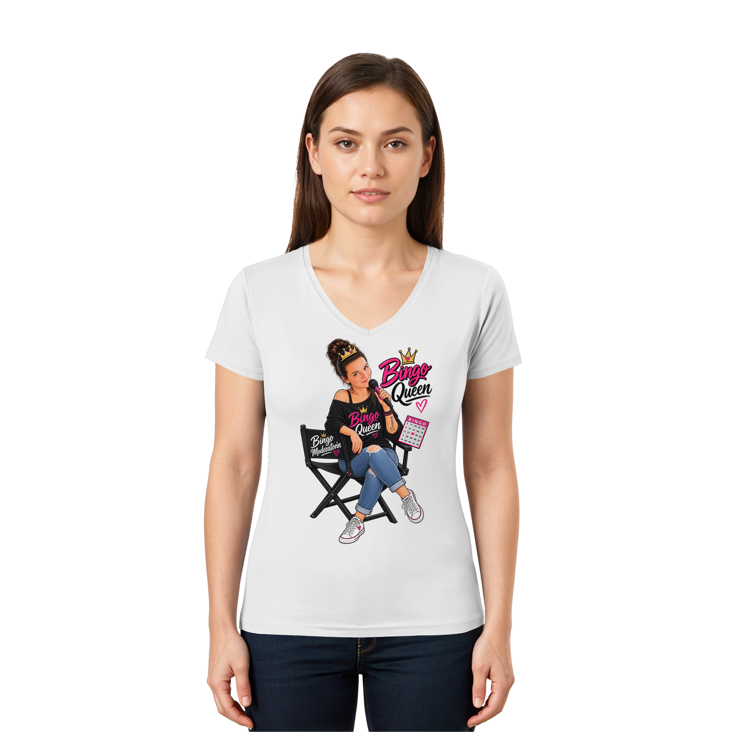 Fan Shirt Bingo Queen - Ladies V-Neck Shirt